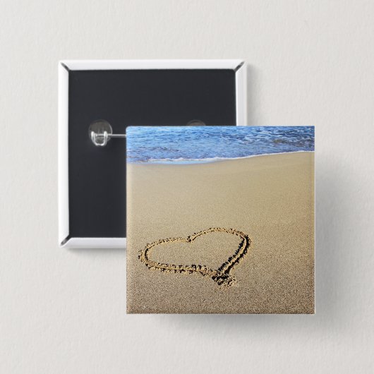 Im Sand Gezeichnet Herz Button (Vorne & Hinten)