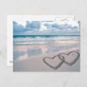 Im Sand Gezeichnet Herzen Postkarte (Vorne/Hinten)