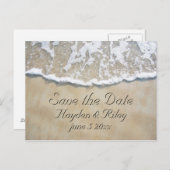 Im Sandstrand Save the Date geschrieben Ankündigungspostkarte (Vorne/Hinten)