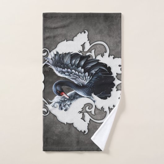 Im Schatten der Eleganz: Ein schwarzer Schwan. Badhandtuch Set (Handtuch)