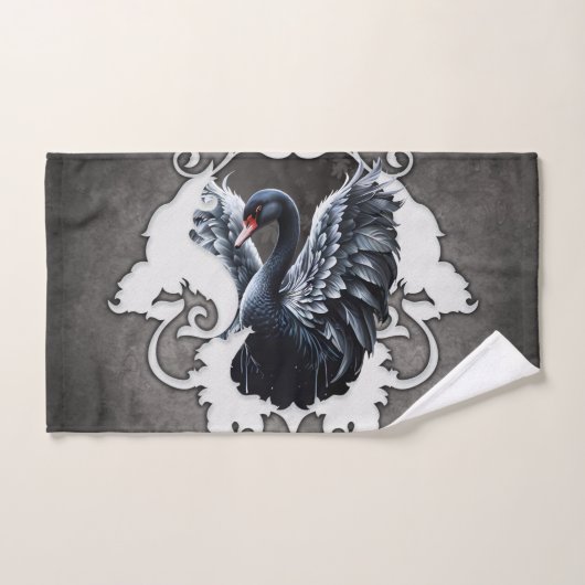 Im Schatten der Eleganz: Ein schwarzer Schwan. Badhandtuch Set (Handtuch)