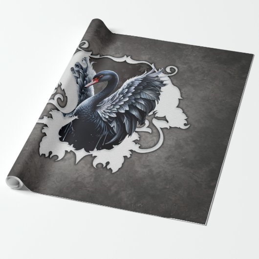 Im Schatten der Eleganz: Ein schwarzer Schwan Geschenkpapier (Ungerollt)