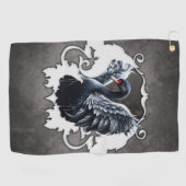 Im Schatten der Eleganz: Ein schwarzer Schwan. Golfhandtuch (Horizontal)