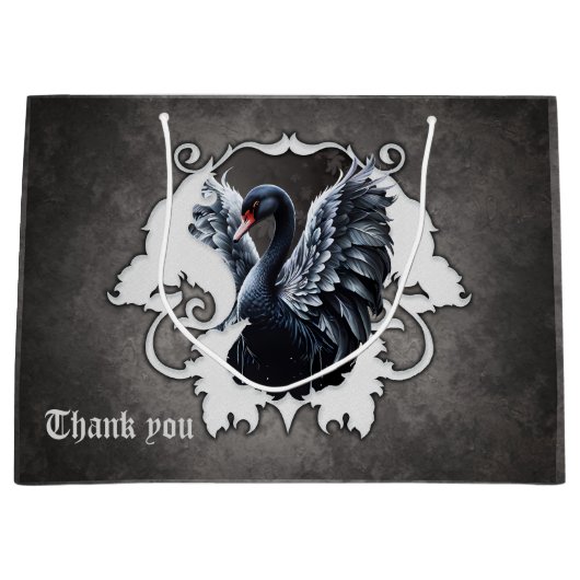 Im Schatten der Eleganz: Ein schwarzer Schwan. Große Geschenktüte (Vorderseite)