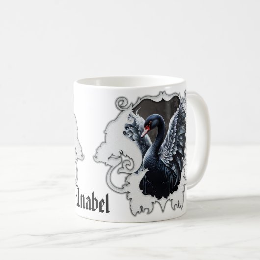 Im Schatten der Eleganz: Ein schwarzer Schwan. Kaffeetasse (VorderseiteRechts)