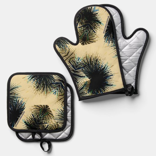 Im Schatten der Farbe Beige Ofenhandschuh & Topflappen-Set (Vorderseite/Rückseite)