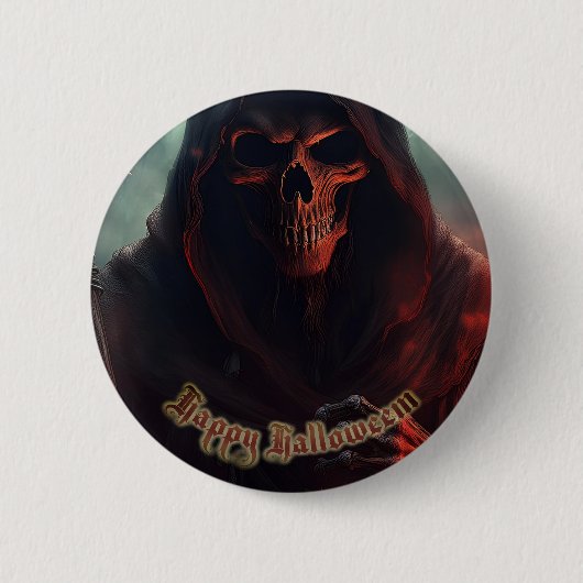 Im Schatten des grimmigen Sensenmanns - Halloween Button (Vorderseite)