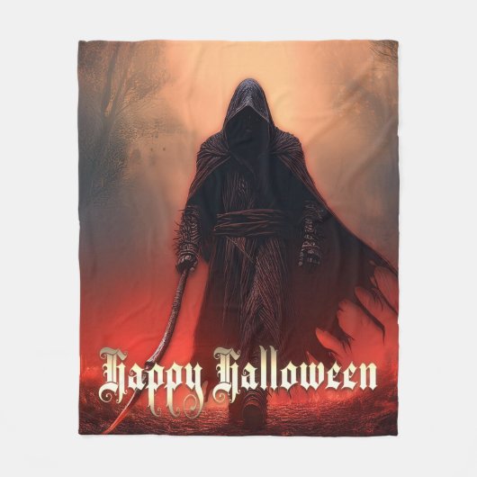 Im Schatten des grimmigen Sensenmanns - Halloween Fleecedecke (Vorderseite)