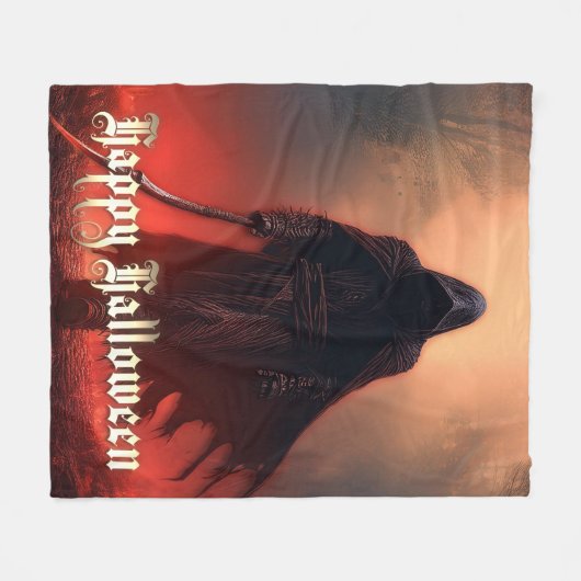 Im Schatten des grimmigen Sensenmanns - Halloween Fleecedecke (Vorderseite (Horizontal))