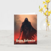 Im Schatten des grimmigen Sensenmanns - Halloween Karte (Gelbe Blume)
