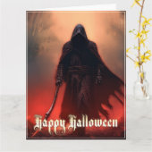Im Schatten des grimmigen Sensenmanns - Halloween Karte (Gelbe Blume)