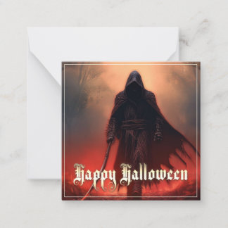 Im Schatten des grimmigen Sensenmanns - Halloween Mitteilungskarte