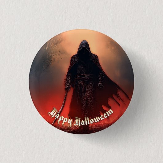 Im Schatten des Sensenmannes - Halloween Knopf Button (Vorderseite)