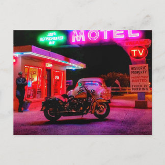 Im Schein des historischen Route 66 Neons strahlen Postkarte