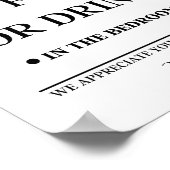 Im Schlafzimmer gibt es weder Essen noch Getränke Poster (Ecke)