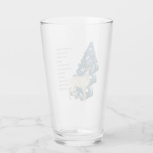 Im Schnee Verlassen Hirschfußabdrücke Glas (Rückseite)