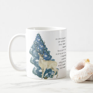 Im Schnee Verlassen Hirschfußabdrücke Kaffeetasse