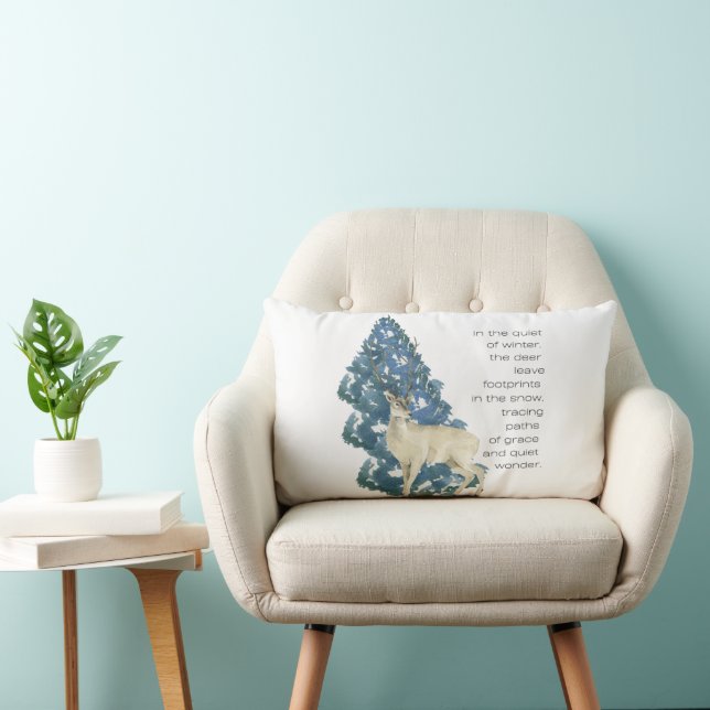 Im Schnee Verlassen Hirschfußabdrücke Lendenkissen (Stuhl )