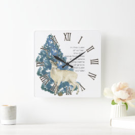 Im Schnee Verlassen Hirschfußabdrücke Quadratische Wanduhr