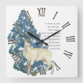 Im Schnee Verlassen Hirschfußabdrücke Quadratische Wanduhr (Vorderseite)