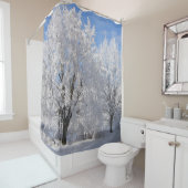 im Schnee, weiße Bäume im Winter Duschvorhang (Beispiel)