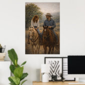 Im Schritt fallen | westliche Pferdekunst | Poster (Heimbüro)