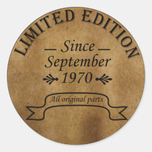 Im September 1970 Vintage Geburtstag geboren Runder Aufkleber