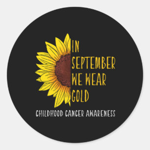 Im September tragen Gold Childhood Cancer Awarenes Runder Aufkleber