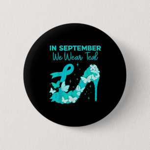 Im September tragen wir Aquamarin für Ovarialkarzi Button