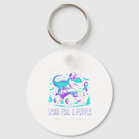 Im September tragen wir Aquamarine und Lila T-Rex  Schlüsselanhänger (Vorderseite)