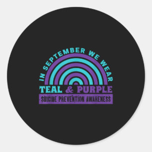 Im September tragen wir Aquamarinen & Lila _ S Runder Aufkleber