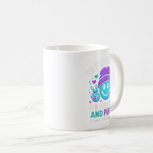 Im September tragen wir Aquamarinen Lila Ribbon-Su Kaffeetasse (VorderseiteRechts)