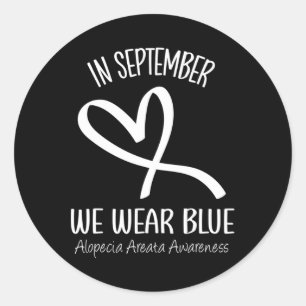 Im September tragen wir blaue Alopecia Areata Awar Runder Aufkleber