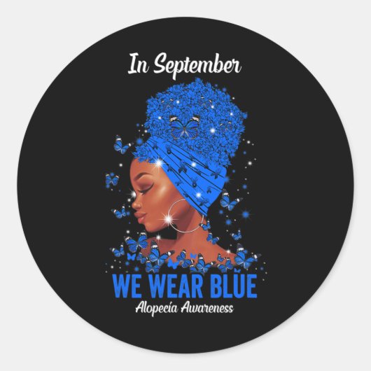 Im September tragen wir Blue for Alopezie Awarenes Runder Aufkleber (Vorderseite)