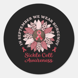Im September tragen wir Burgund-Sonnenblumenkelle Runder Aufkleber