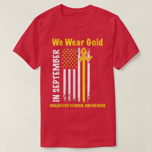 Im September tragen wir das Gold Flag Kinderkrebs T-Shirt (Design vorne)