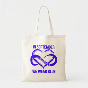 Im September tragen wir eine blaue Ataxia Awarenes Tragetasche