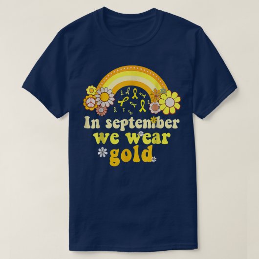 Im September tragen wir Gold Retro Kinderkrebs A T-Shirt (Design vorne)