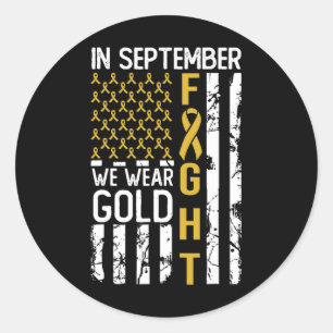 Im September tragen wir Gold USA Childhood Cancer  Runder Aufkleber