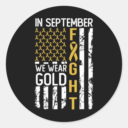 Im September tragen wir Gold USA Childhood Cancer  Runder Aufkleber (Vorderseite)