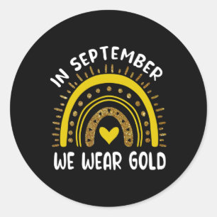 Im September tragen wir goldenes Kinderkrebs-Cute  Runder Aufkleber