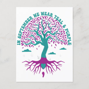 Im September tragen wir Türkis und Lila für psychi Postkarte