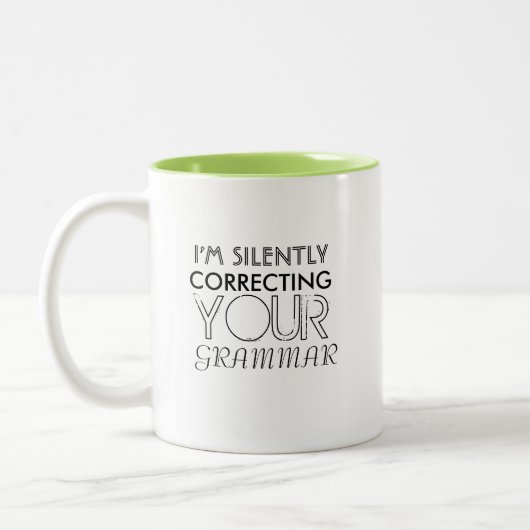 I'm silently correcting your grammar 2-Tonad mugg Zweifarbige Tasse (Links)