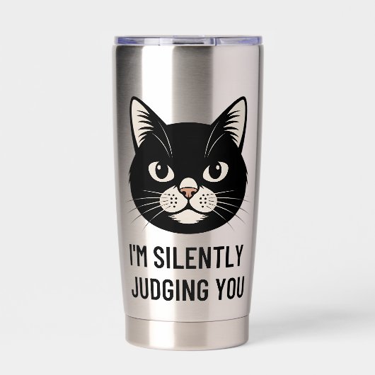 I'm Silently Judging You Funny Black Cat Sarcastic Thermobecher (Vorderseite)