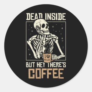 Im Skelett trinken Kaffee Sonnensegel Runder Aufkleber