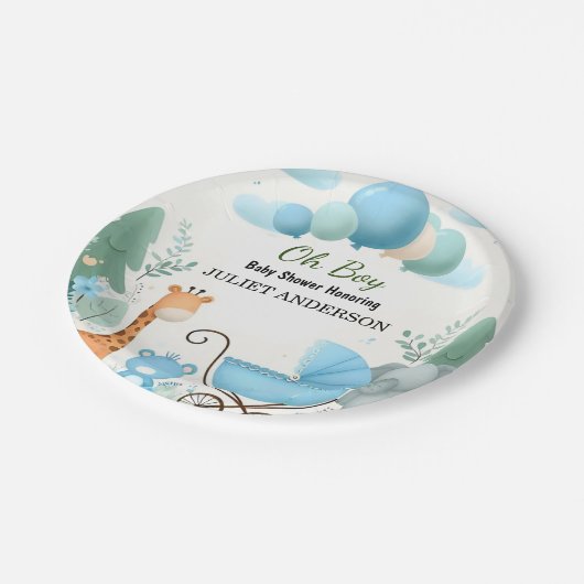 Im Soft Boho Bear Blue Cub Begrüßungstablett Babyd Pappteller (Schrägansicht)