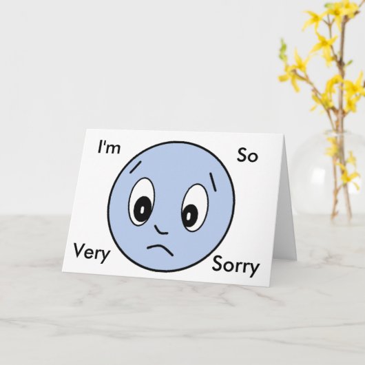 "Im Sorry" Blue Sad Face Card Karte (Gelbe Blume)