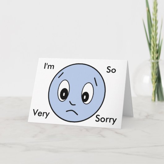 "Im Sorry" Blue Sad Face Card Karte (Vorderseite)
