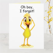 I'm Sorry Little Chicken Belated Birthday White Karte (Gelbe Blume)