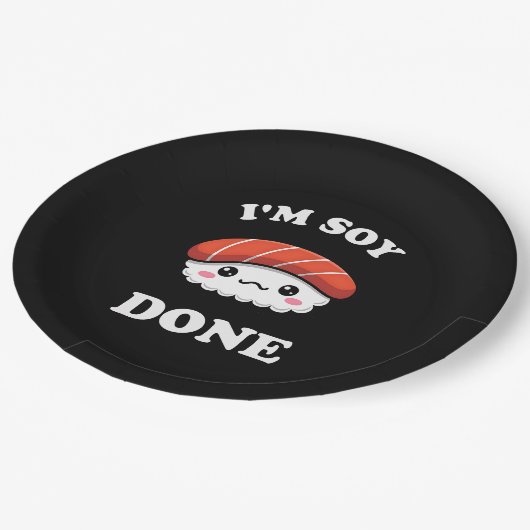 I'm Soy done Kawaii Sushi Pappteller (Schrägansicht)